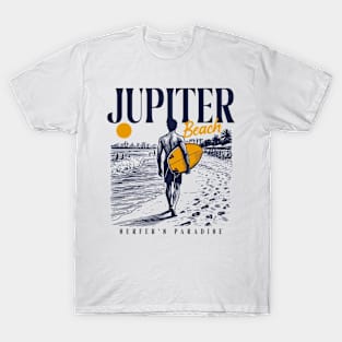 Vintage Surfing Jupiter Beach, Florida // Retro Surfer Sketch // Surfer's Paradise T-Shirt